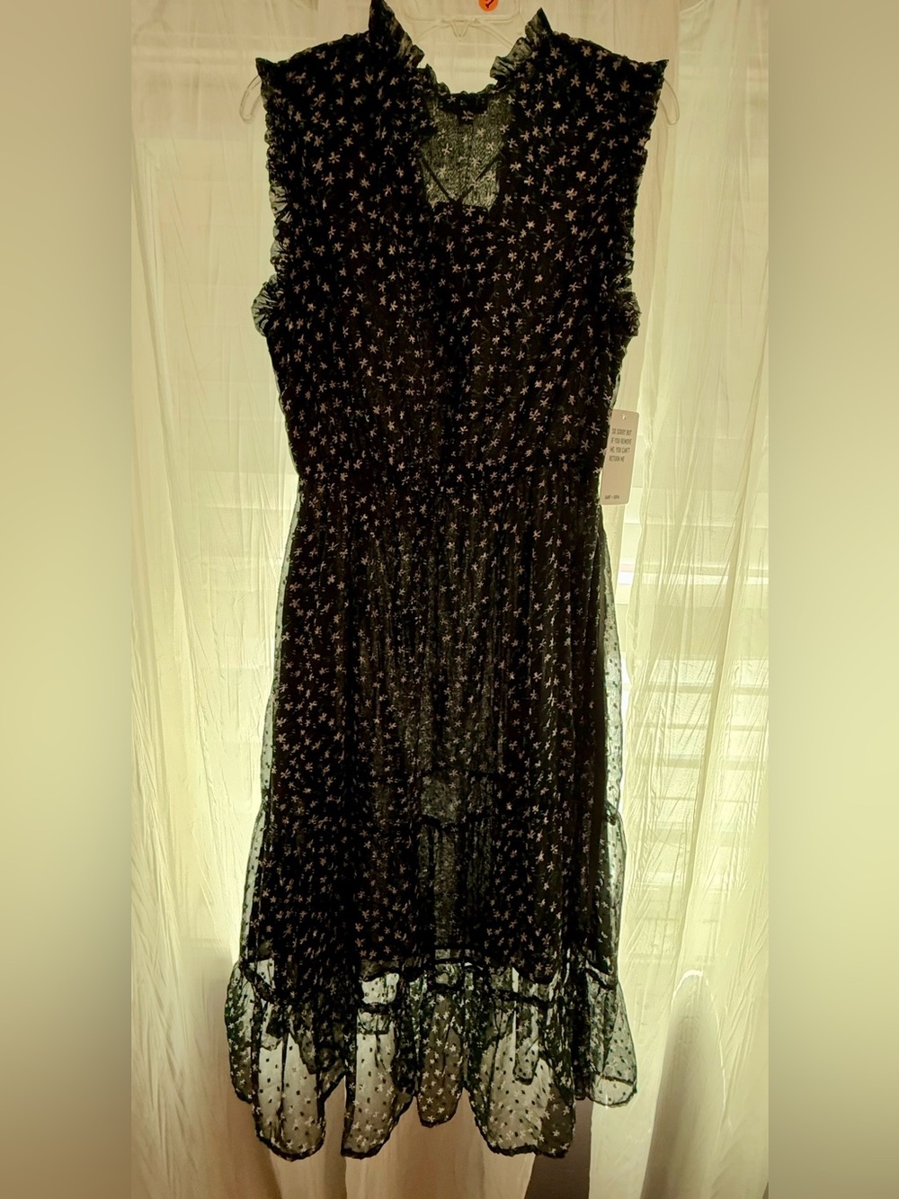 NWT Saint + Sofia Black Patterned Sleeveless MIDI Dress